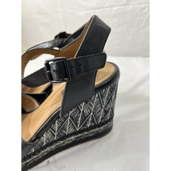 Clarks Zia Noble Ankle Strap Wedge Sandals Black Size 9 Medium - Picture 6 of 15